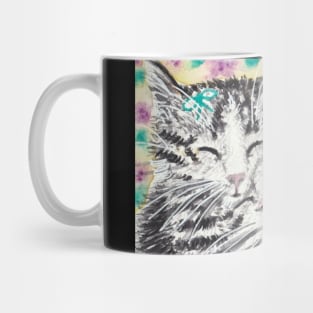 Tabby cat  love kitten watercolor painting Mug